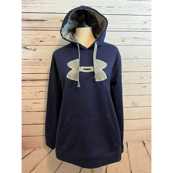 Under Armour Mens Hoodie Sweatshirt‎ Large Loose Hooded pullover navy Blue mens - Picture 1 of 12